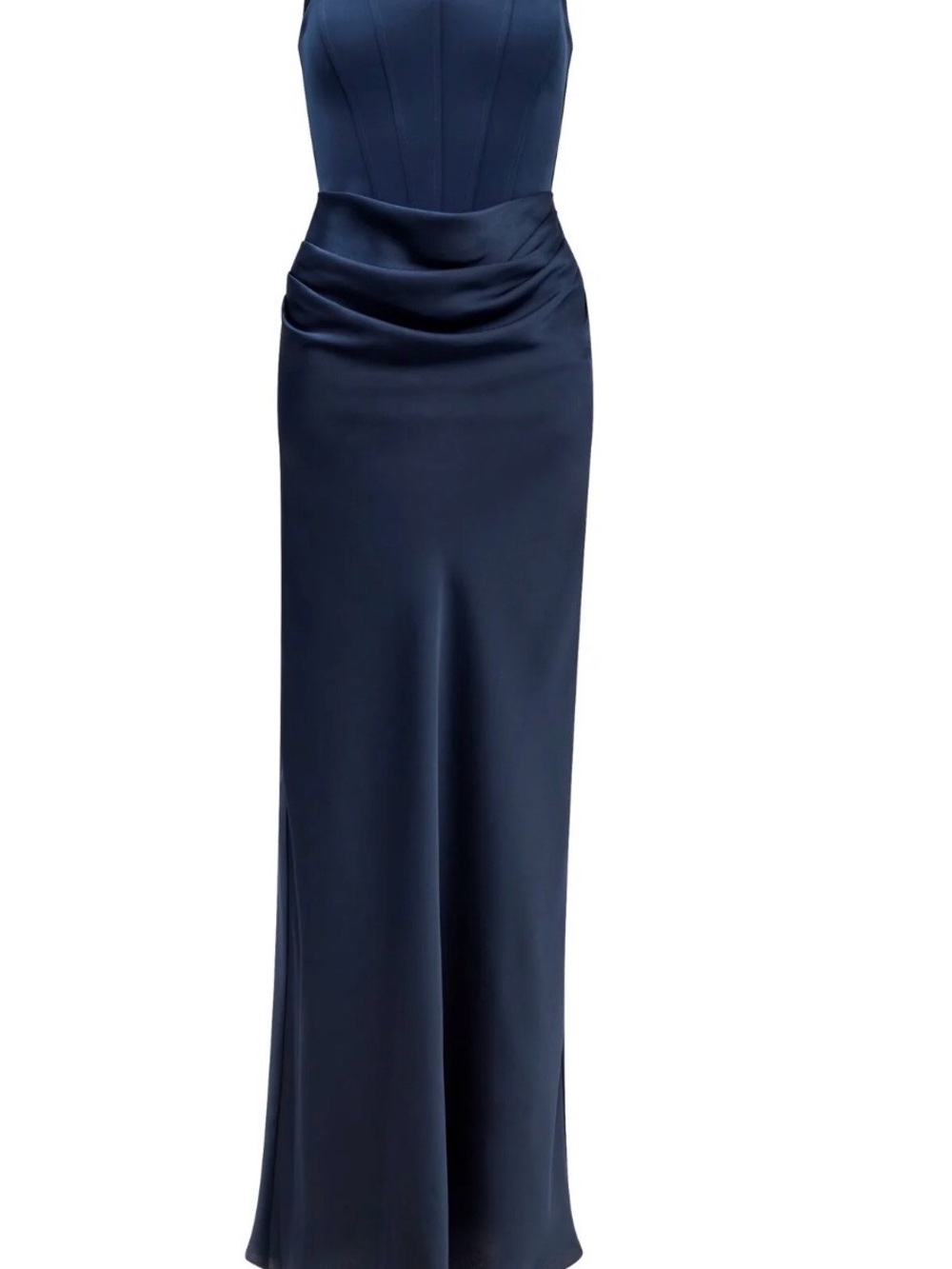 Ever New Navy Corset Satin Midi Skirt